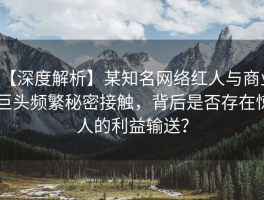 【深度解析】某知名网络红人与商业巨头频繁秘密接触，背后是否存在惊人的利益输送？