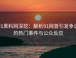 91黑料网深挖：解析91网曾引发争议的热门事件与公众反应