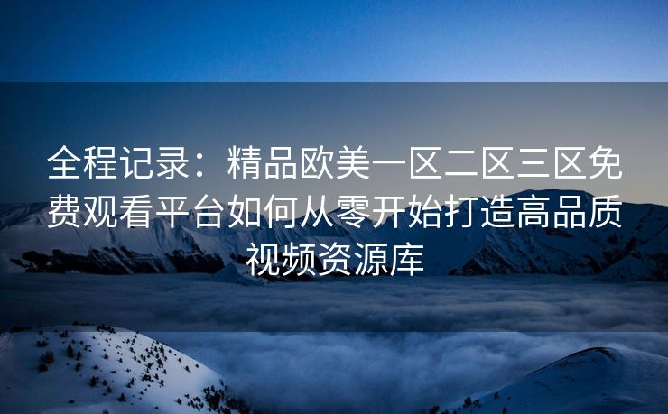 全程记录：精品欧美一区二区三区免费观看平台如何从零开始打造高品质视频资源库