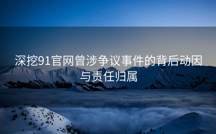 深挖91官网曾涉争议事件的背后动因与责任归属