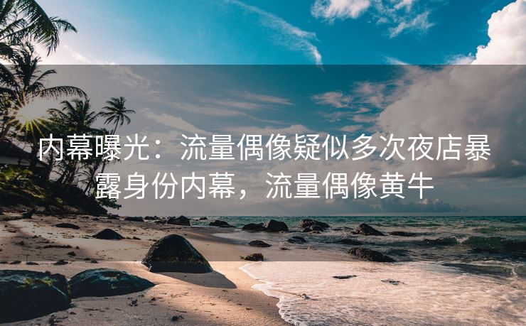 内幕曝光：流量偶像疑似多次夜店暴露身份内幕，流量偶像黄牛