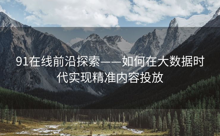 91在线前沿探索——如何在大数据时代实现精准内容投放