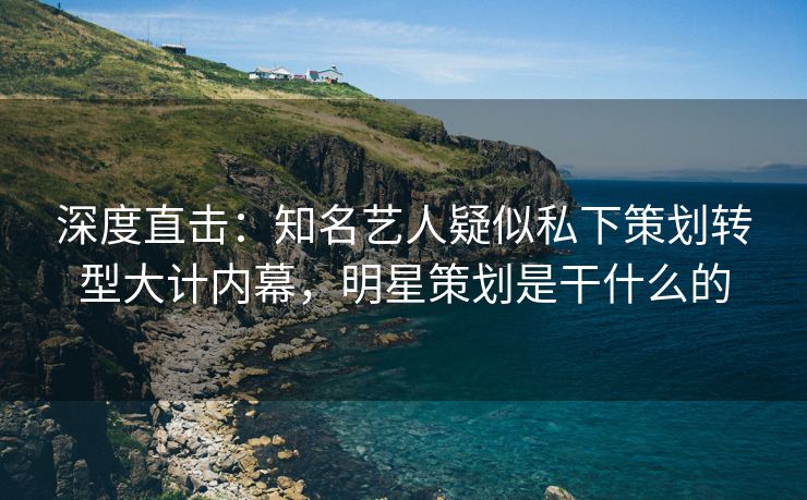 深度直击：知名艺人疑似私下策划转型大计内幕，明星策划是干什么的