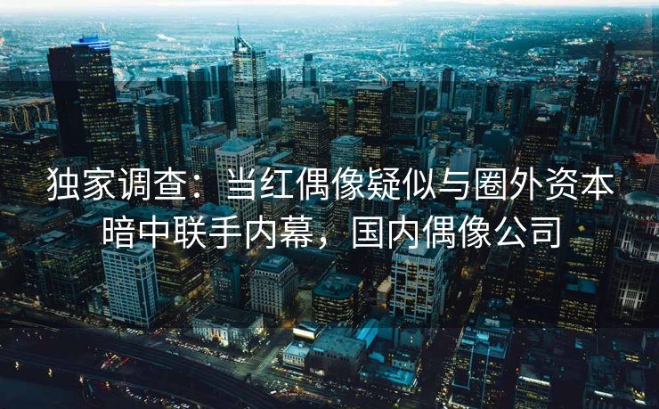 独家调查：当红偶像疑似与圈外资本暗中联手内幕，国内偶像公司